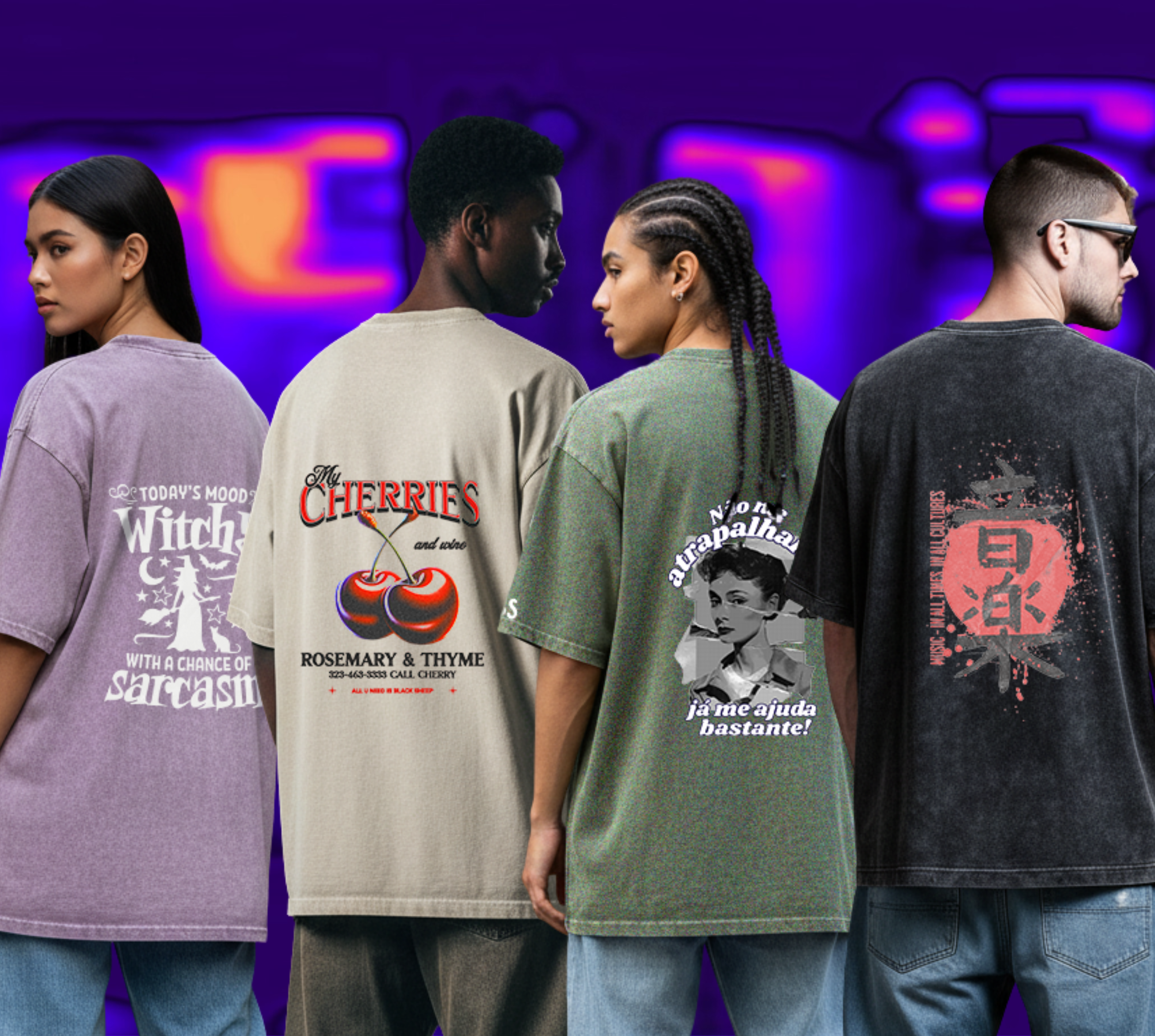 Black, Almond beige, green and purple.